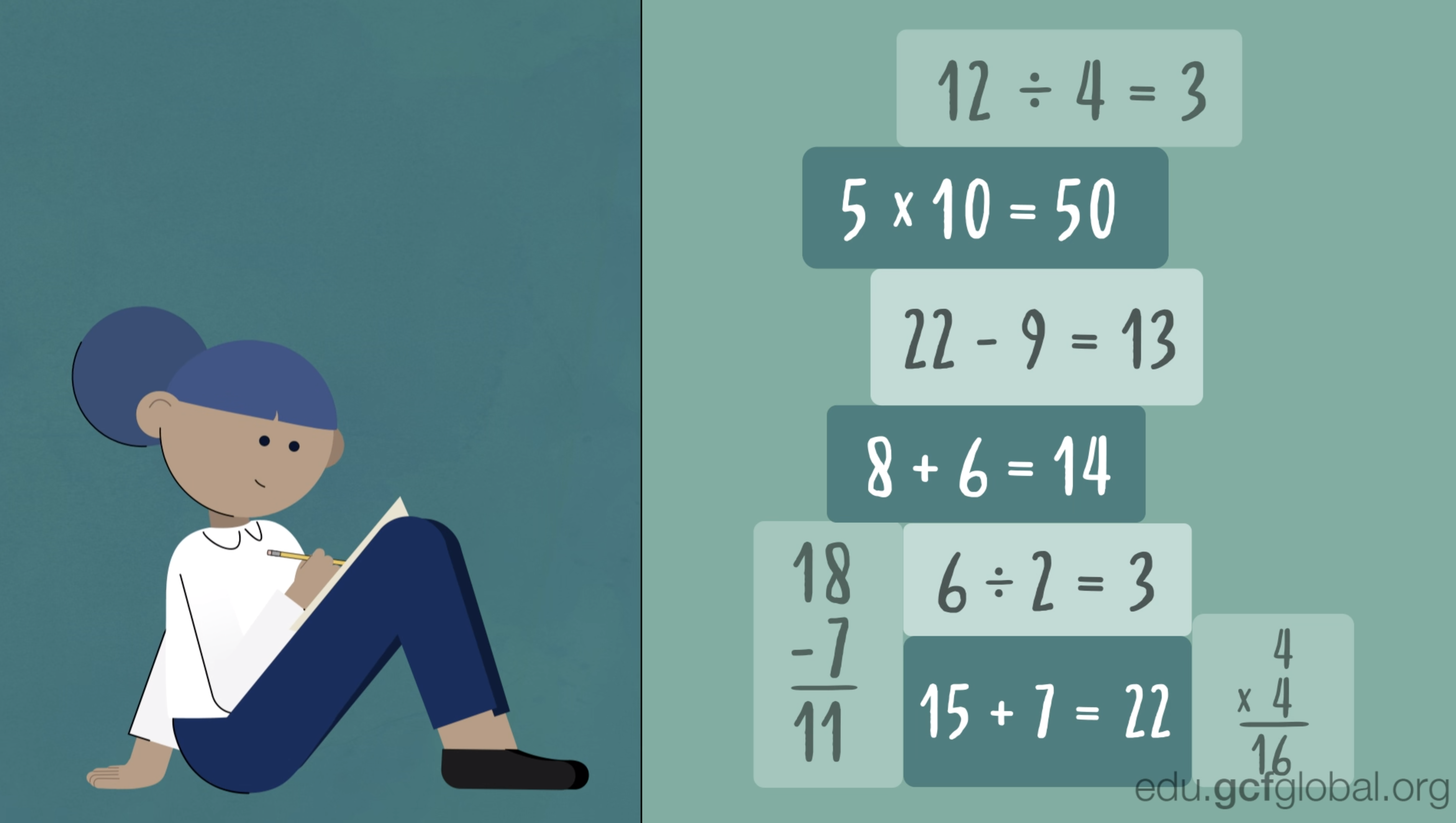 Imagen practicar matemáticas para ganar confianza.